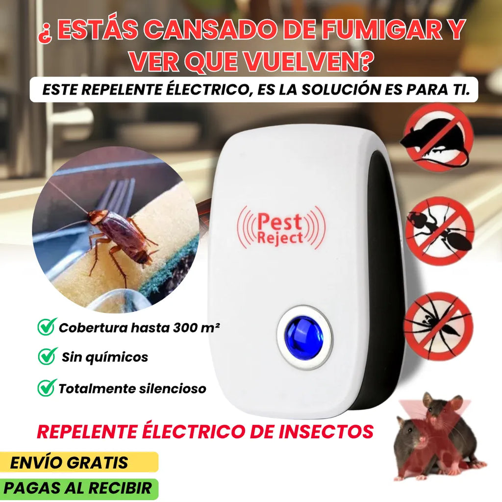 Repelente Ultrasónico Para Insectos 2X1 | Elimínalos Sin Químicos, ni Esfuerzo🦟🐀